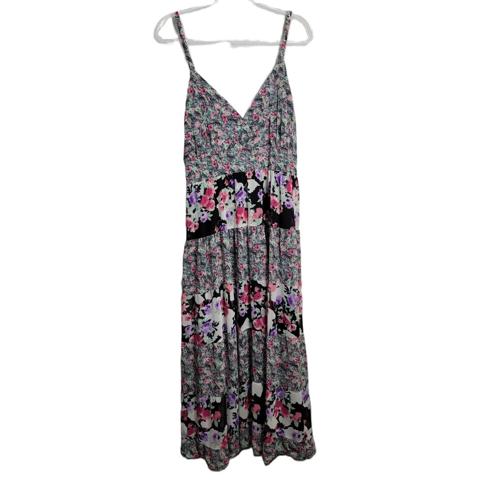 Torrid Womens Plus Size 3X Floral Patchwork Maxi Dress V-Neck Smocked Back
